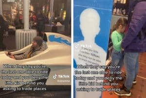 He refuses to give up his seat to a little girl for an F1 simulator