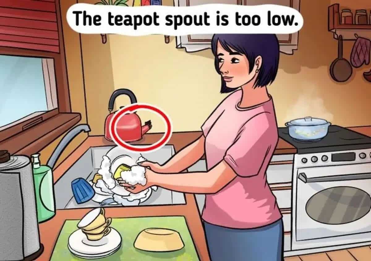the teapot spout is too low